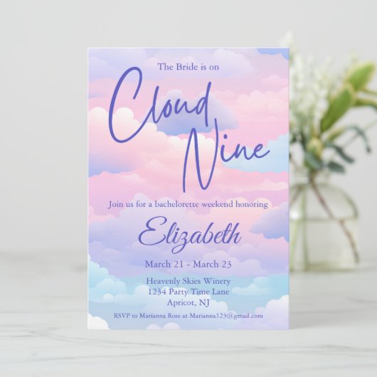 Invitation Pastel Bride est sur Cloud Bachelorette Weekend (Debout devant)