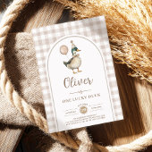 Invitation Pastel Brown One Lucky Duck Balloon 1er anniversai