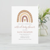 Invitation Pastel Brown Rainbow Baby shower de révélation de (Debout devant)