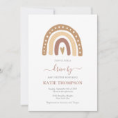 Invitation Pastel Brown Rainbow Boho Drive Par Baby shower (Devant)