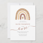Invitation Pastel Brown Rainbow Boho Virtuel Premier annivers (Devant)