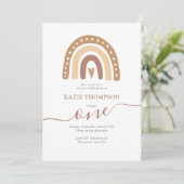 Invitation Pastel Brown Rainbow Boho Virtuel Premier annivers (Debout devant)