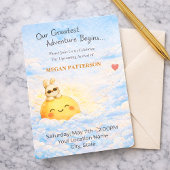 Invitation Pastel Bunny and Golden Sun Design