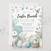 Invitation Pastel Bunny Brunch de Pâques et chasse aux oeufs (Devant)