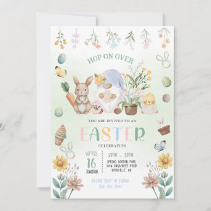 Invitation Pastel Bunny Gnomes Bunny de Pâques Chasse aux oeu