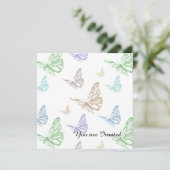 Invitation Pastel Butterflies Anniversaire (Debout devant)