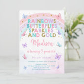 Invitation Pastel Butterfly Rainbow Birthday (Debout devant)