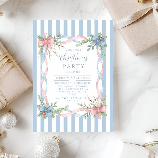Invitation Pastel Candy Cane Christmas