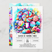 Invitation Pastel Candy Printable Anniversaire (Devant / Derrière)
