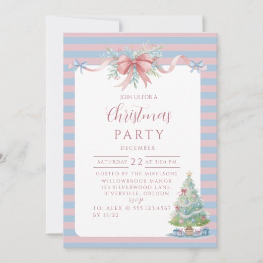 Invitation Pastel Candy Stripe Christmas (Devant)