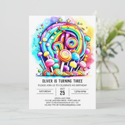 Invitation Pastel Candyland Printemps (Debout devant)
