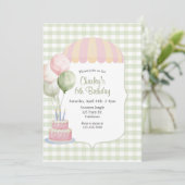 Invitation Pastel Carnival Birthday | Vintage | Gingham (Debout devant)