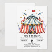 Invitation Pastel Carnival Circus Birthday (Devant / Derrière)