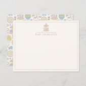 Invitation Pastel Carousel Nursery Note Card (Devant / Derrière)