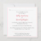 Invitation Pastel Carré simple couleurs Jour de mariage (Dos)