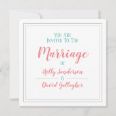 Invitation Pastel Carré simple couleurs Jour de mariage (Devant)