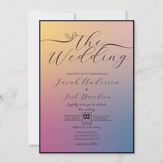 Invitation Pastel céleste Gradient Chic Script Photo (Devant)