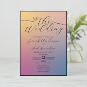 Invitation Pastel céleste Gradient Chic Script Photo (Debout devant)