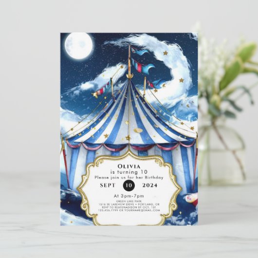 Invitation Pastel Celestial Circus Anniversaire (Debout devant)