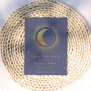 Invitation Pastel Celestial Gold Moon Photo Enregistrer La Da