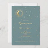 Invitation Pastel Celestial Gold Moon Stars Quinceanera (Devant)