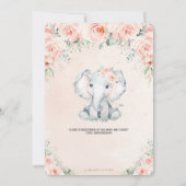 Invitation Pastel Chic Blush Floral Elephant Baby shower (Dos)