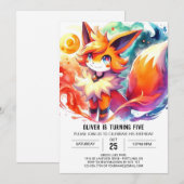Invitation Pastel Children Fox Anniversaire (Devant / Derrière)