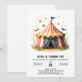 Invitation Pastel Cirque de Fête des Enfants Anniversaire (Devant / Derrière)