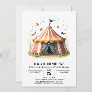 Invitation Pastel Cirque de Fête des Enfants Anniversaire