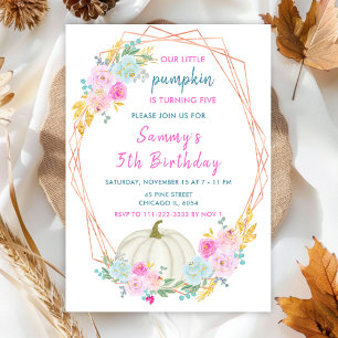 Invitation Pastel Citrouille Confetti fête d'anniversaire