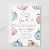 Invitation Pastel Citrouille Garçon ou fille Automne Révélati (Devant)