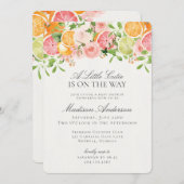 Invitation Pastel Citrus Floral Little Cutie Baby shower (Devant / Derrière)