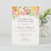 Invitation Pastel Citrus Floral Little Cutie Fête d'anniversa (Debout devant)