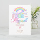 Invitation Pastel Cloud Magical Rainbow 4th birthday  (Debout devant)