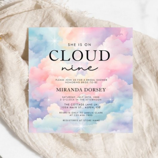 Invitation Pastel Cloud Neuf Fête des mariées