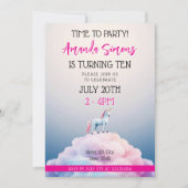 Invitation Pastel Cloud Unicorn Dreamscape Girl 10th Birthday (Devant)