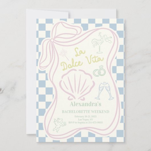 Invitation Pastel Coastal Bachelorette Week-end (Devant)