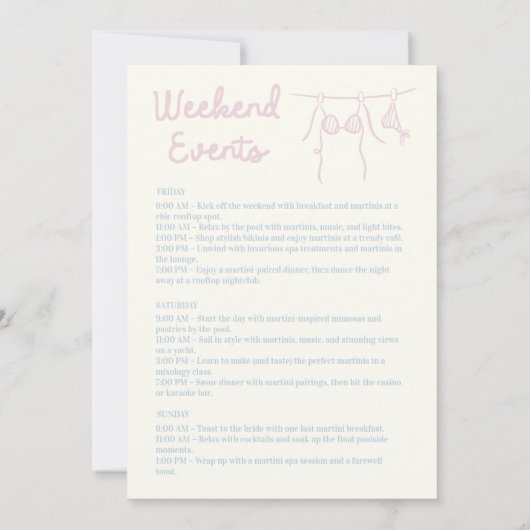 Invitation Pastel Coastal Bachelorette Week-end (Dos)