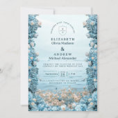 Invitation Pastel Coastal Blue Florals Wedding (Devant)