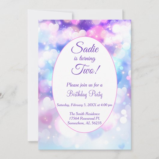 Invitation Pastel Coeur coloré fête d'anniversaire (Devant)