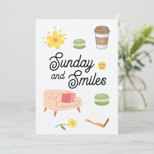 Invitation Pastel Coffee Date Card | Chill Sunday Vibes (Debout devant)