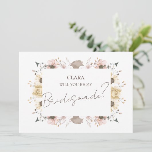 Invitation Pastel Color Floral Mariage Bridesmade (Debout devant)