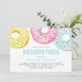 Invitation Pastel Coloré Saupoudrer Donuts Anniversaire (Debout devant)