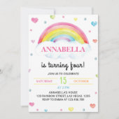 Invitation Pastel Colorful Arc-en-ciel Anniversaire Invitatio (Devant)
