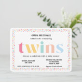 Invitation Pastel Colors Arc-en-ciel Baby shower jumeaux Pars (Debout devant)