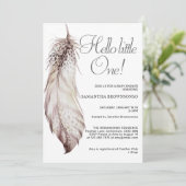 Invitation Pastel Colors Baby shower en plumes (Debout devant)