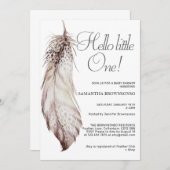 Invitation Pastel Colors Baby shower en plumes (Devant / Derrière)