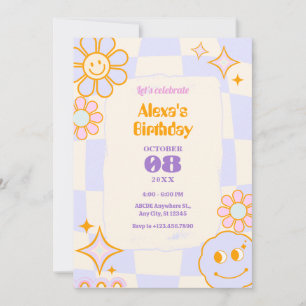 Invitation Pastel Colours Anniversaire Super rétro