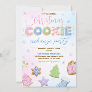 Invitation Pastel Cookies Exchange Party