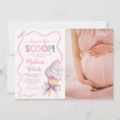 Invitation Pastel Coquette Crème glacée Fille Baby shower Pho (Devant)